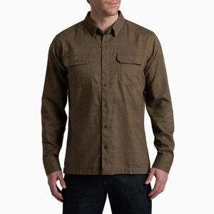 Kuhl Dillingr Flannel Long Sleeve Brown Mens Shirt Size Medium